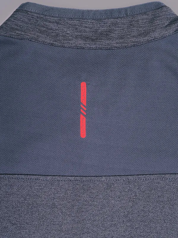 Men Melange Slim Fit Mock Neck T-shirt with DOUBLE COOL - Image 2