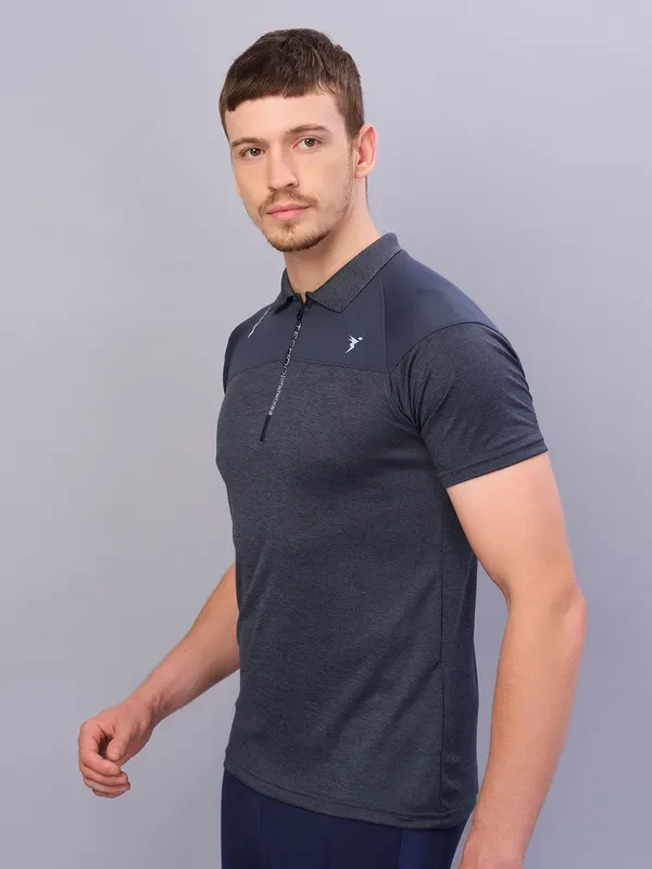 Men Melange Slim Fit Polo T-shirt with DOUBLE COOL - Image 6