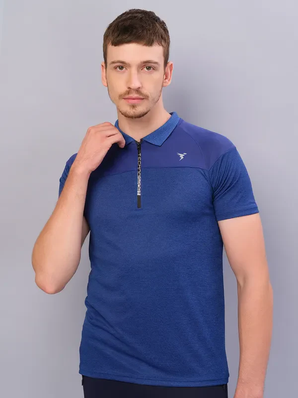 Men Melange Slim Fit Polo T-shirt with DOUBLE COOL - Image 3