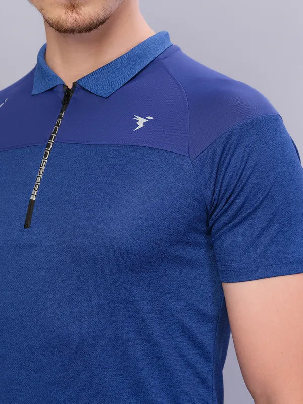 Men Melange Slim Fit Polo T-shirt with DOUBLE COOL - Image 5