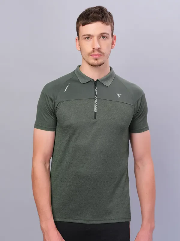 Men Melange Slim Fit Polo T-shirt with DOUBLE COOL