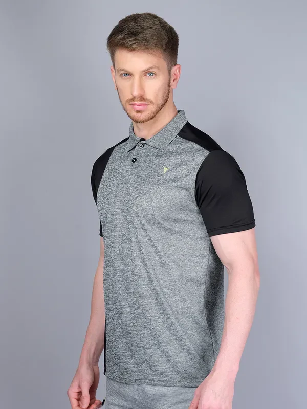 Men Melange Slim Fit Polo T-shirt with DOUBLE COOL - Image 3