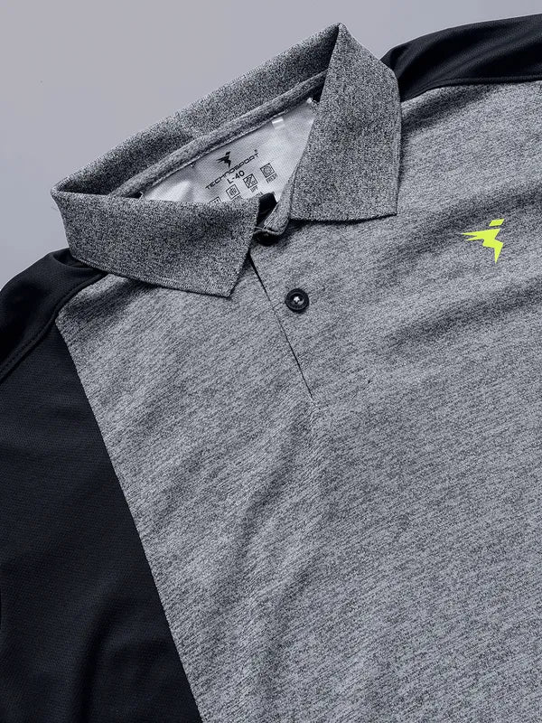 Men Melange Slim Fit Polo T-shirt with DOUBLE COOL - Image 6