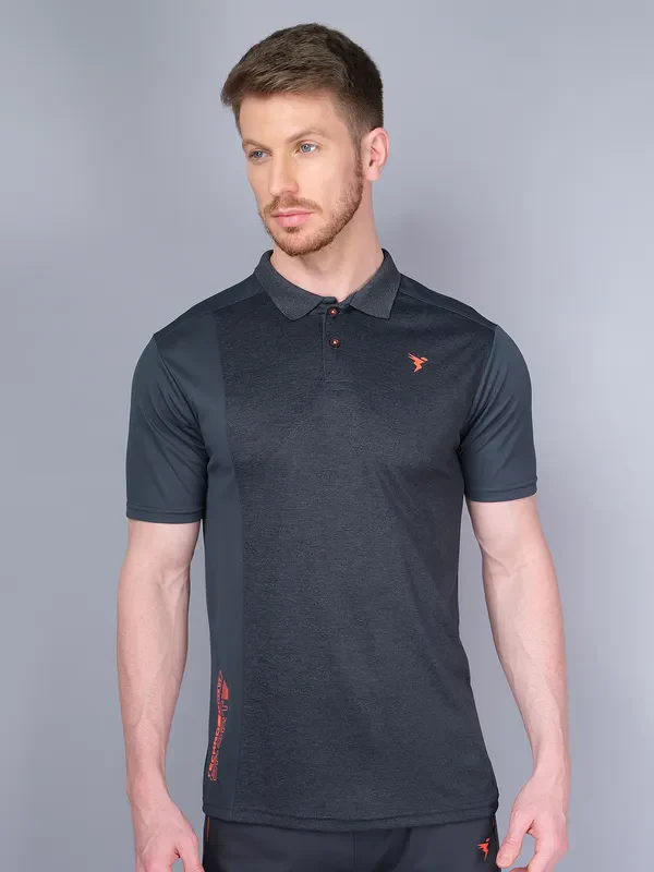 Men Melange Slim Fit Polo T-shirt with DOUBLE COOL