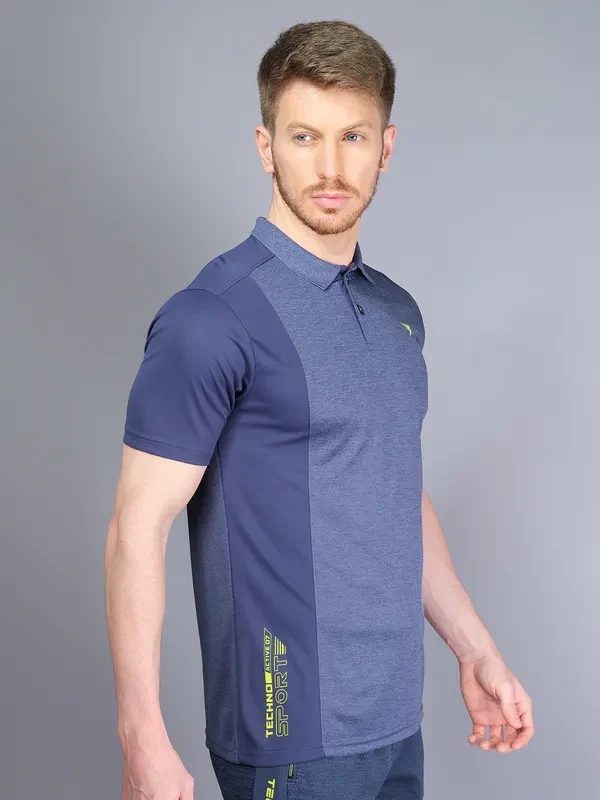Men Melange Slim Fit Polo T-shirt with DOUBLE COOL - Image 3