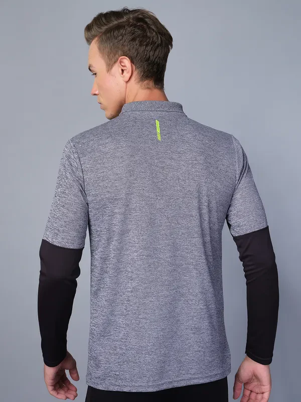 Men Melange Slim Fit Polo T-shirt with DOUBLE COOL - Image 2