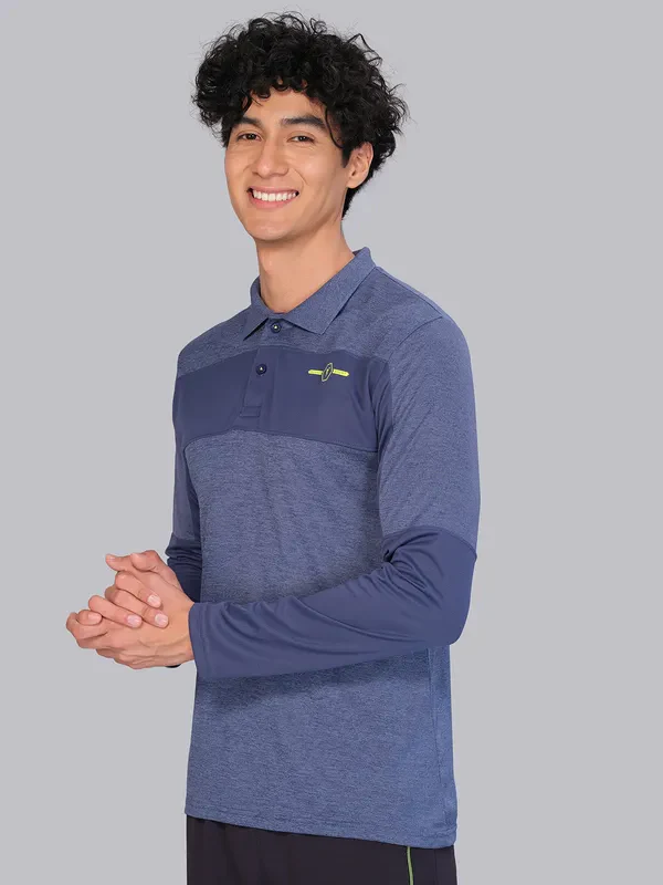 Men Melange Slim Fit Polo T-shirt with DOUBLE COOL - Image 3