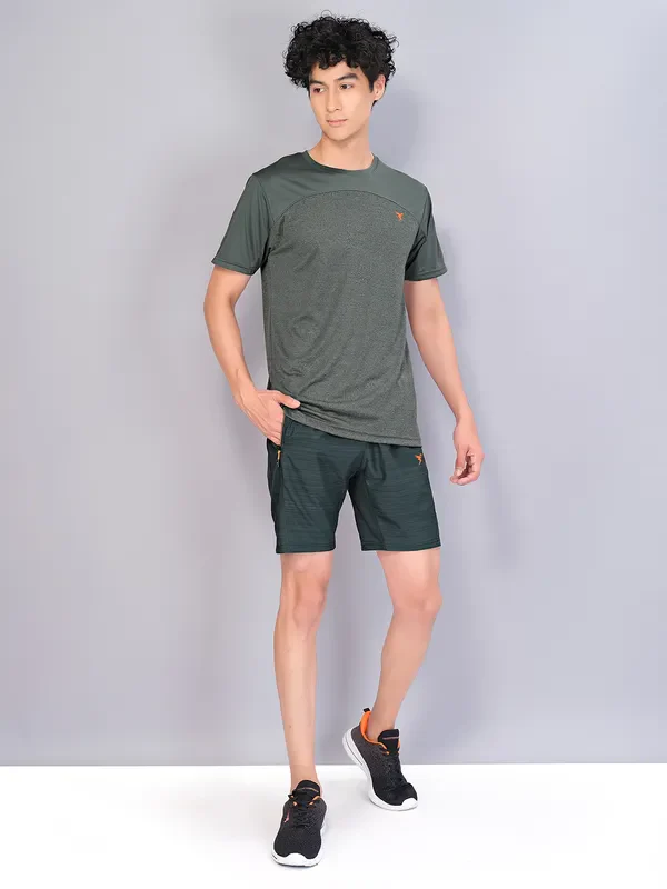 Men Crew Neck Slim Fit Melange T-shirt with DOUBLE COOL - Image 2