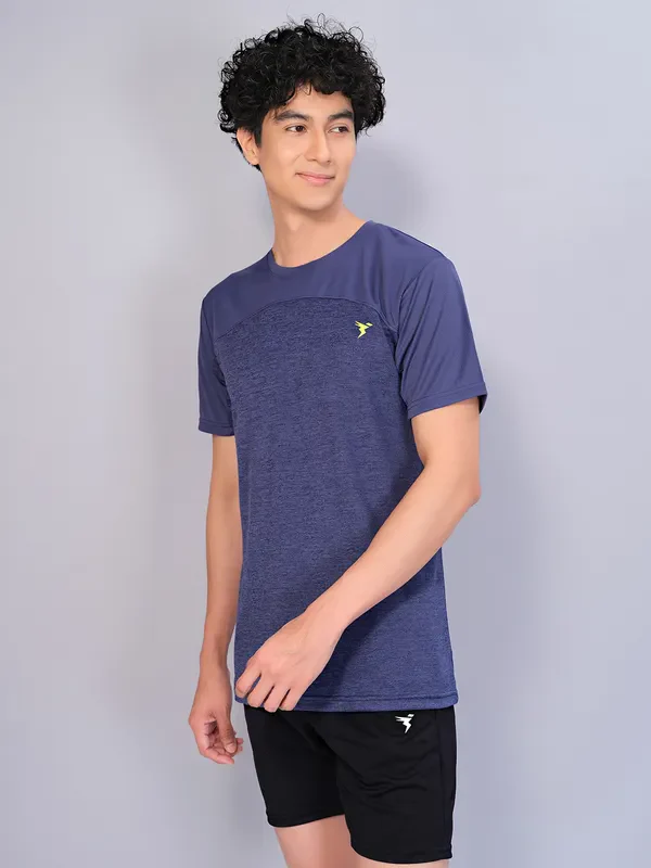 Men Crew Neck Slim Fit Melange T-shirt with DOUBLE COOL - Image 3