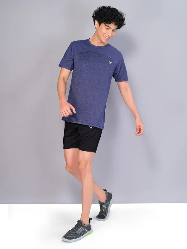 Men Crew Neck Slim Fit Melange T-shirt with DOUBLE COOL - Image 4