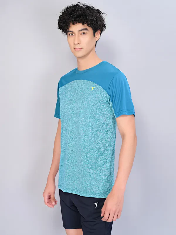 Men Crew Neck Slim Fit Melange T-shirt with DOUBLE COOL - Image 2