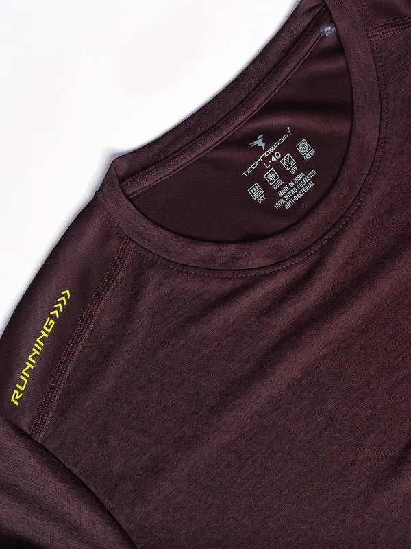 Men Melange Slim Fit Crew Neck T-shirt with DOUBLE COOL - Image 6