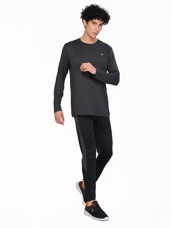 Men Melange Slim Fit Crew Neck T-shirt with DOUBLE COOL