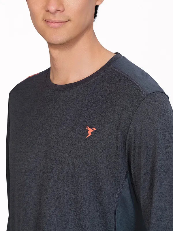Men Melange Slim Fit Crew Neck T-shirt with DOUBLE COOL - Image 5