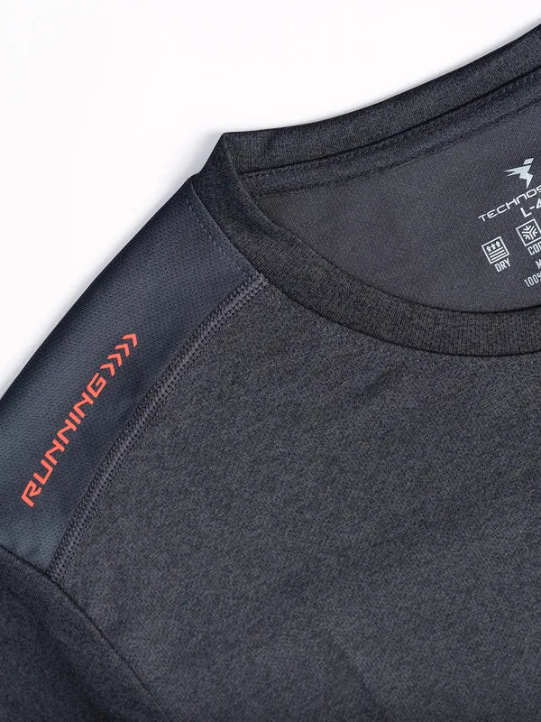 Men Melange Slim Fit Crew Neck T-shirt with DOUBLE COOL - Image 6