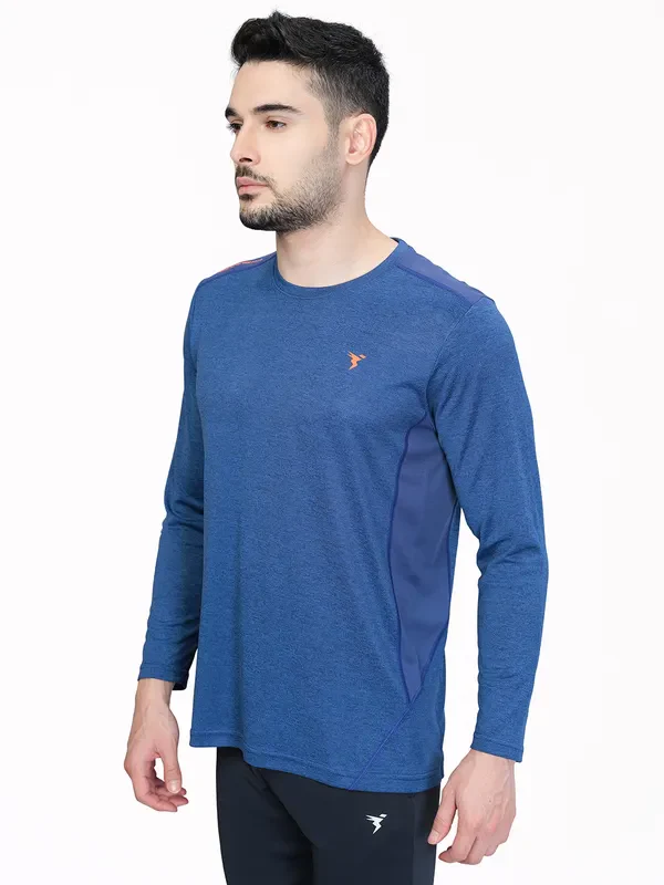 Men Melange Slim Fit Crew Neck T-shirt with DOUBLE COOL - Image 5