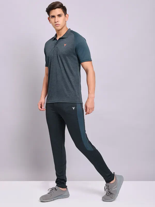 Men Melange Slim Fit Trackpants with TECHNO DRY - Image 4