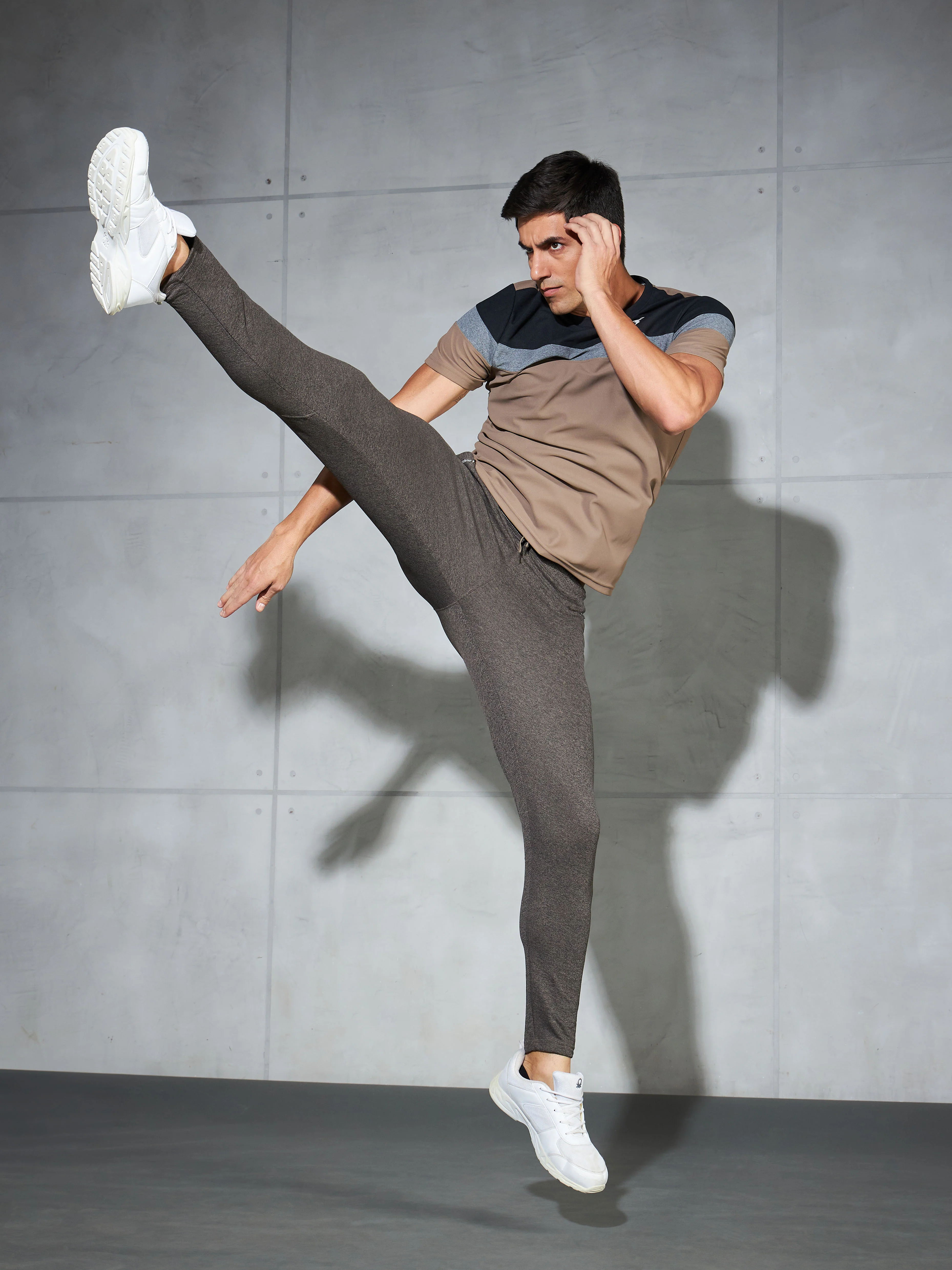 Men Melange Slim Fit Trackpants with TECHNO DRY - Image 5