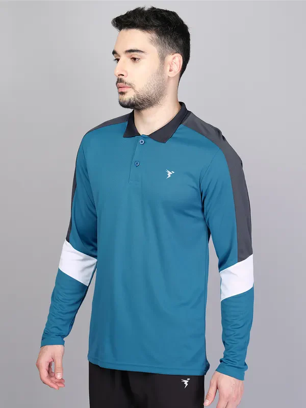 Men Colorblock Slim Fit Polo T-shirt with TECHNO COOL+ - Image 4
