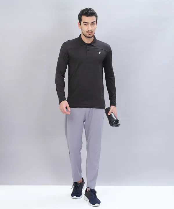 Men Self Design Slim Fit Polo T-shirt with VENTMESH - Image 4