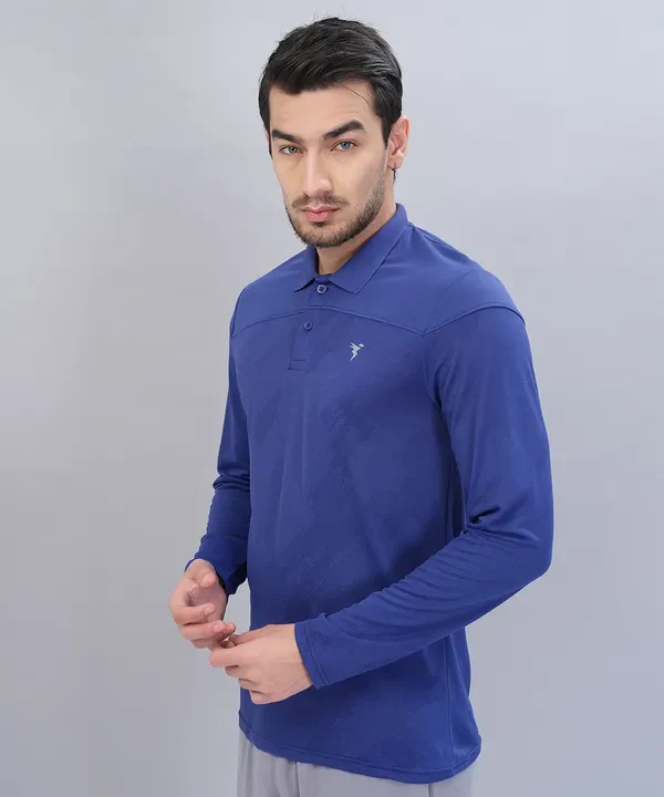 Men Self Design Slim Fit Polo T-shirt with VENTMESH - Image 2