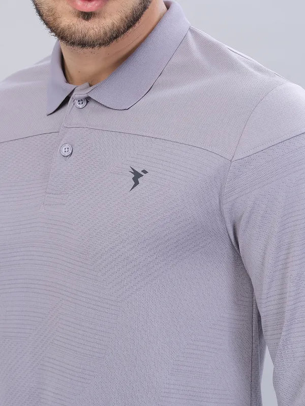 Men Self Design Slim Fit Polo T-shirt with VENTMESH - Image 6
