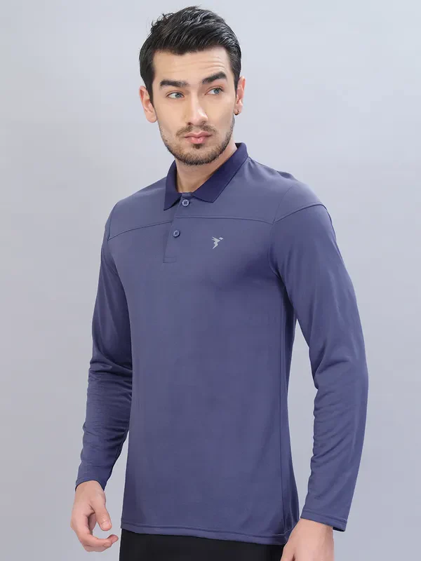 Men Self Design Slim Fit Polo T-shirt with VENTMESH - Image 4