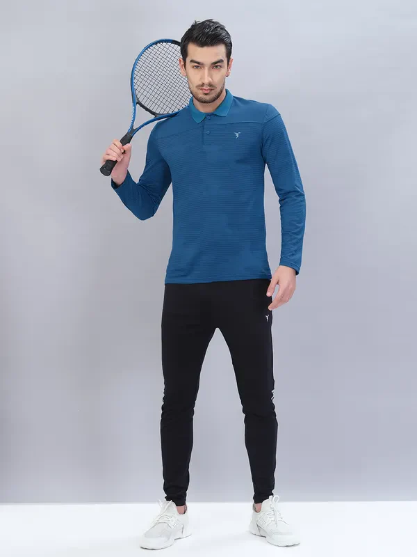 Men Self Design Slim Fit Polo T-shirt with VENTMESH - Image 5
