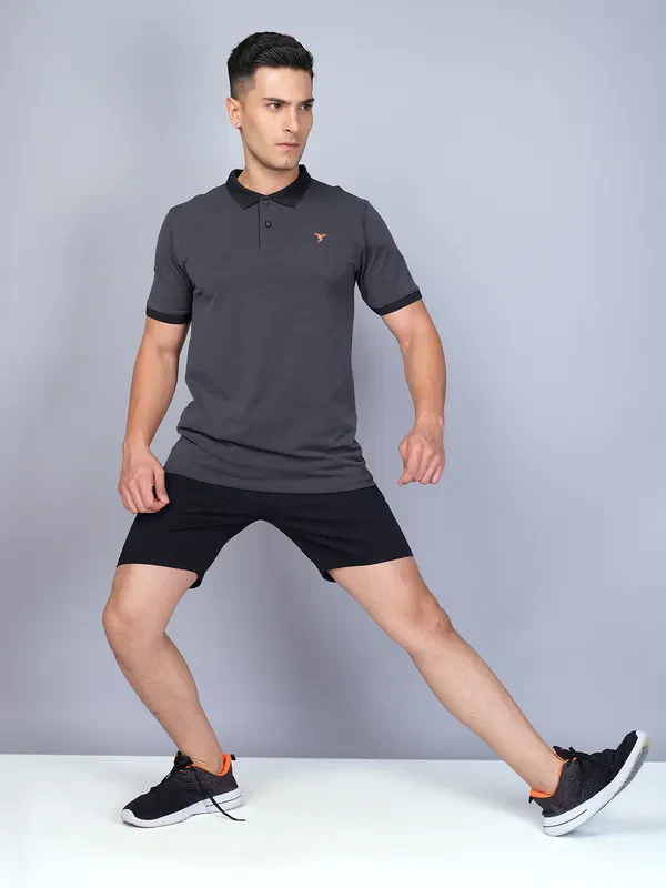 Men Solid Slim Fit Polo T-shirt with ELASTO PLUS - Image 3
