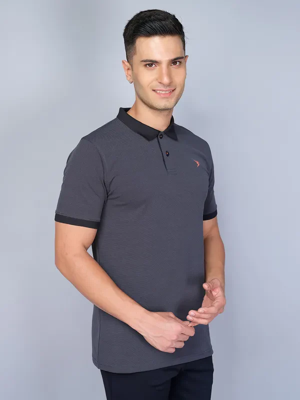 Men Solid Slim Fit Polo T-shirt with ELASTO PLUS - Image 4