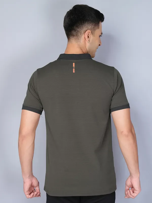 Men Solid Slim Fit Polo T-shirt with ELASTO PLUS - Image 3