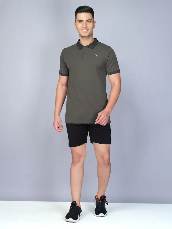 Men Solid Slim Fit Polo T-shirt with ELASTO PLUS - Image 4