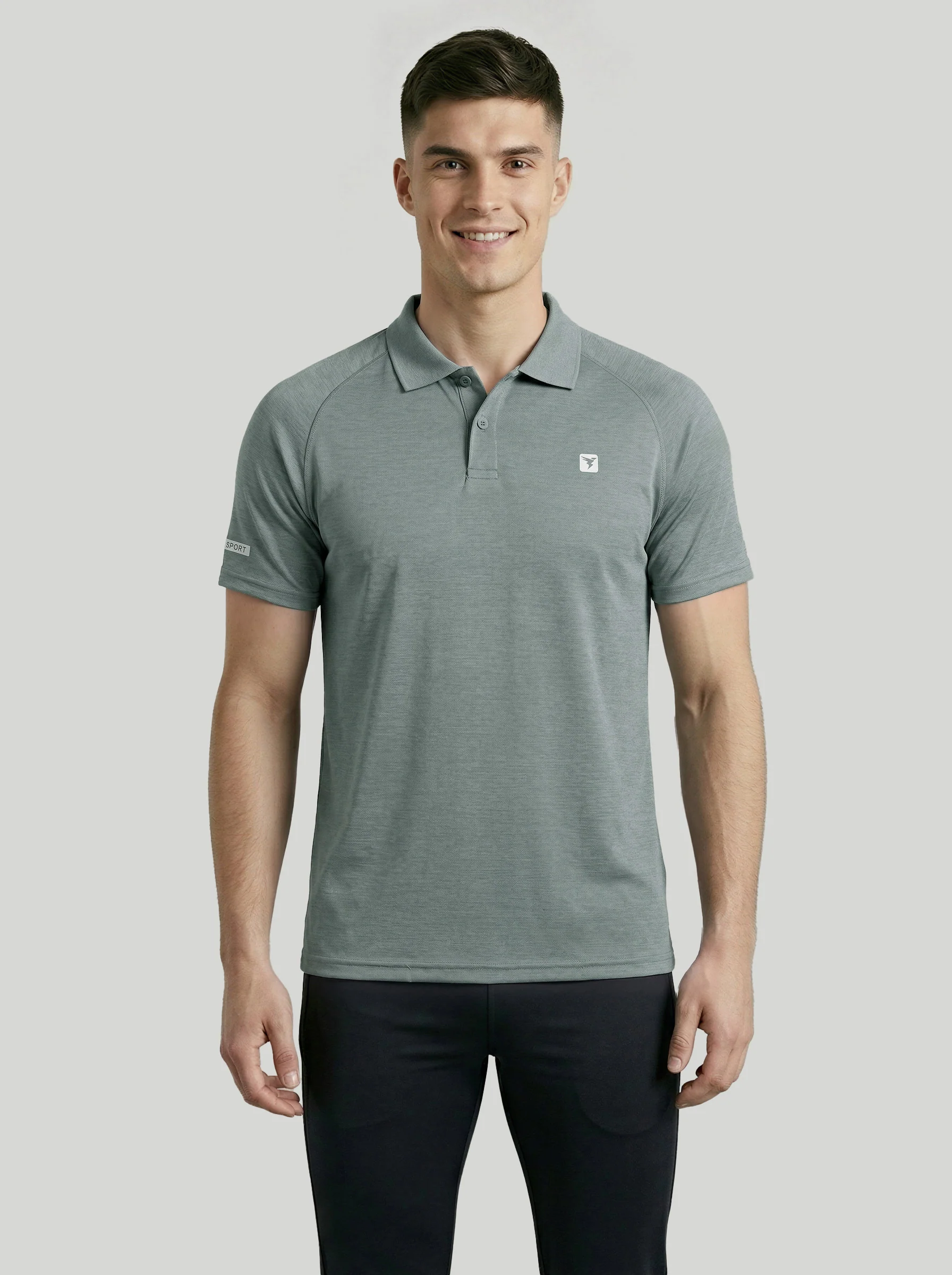 Men Melange Slim Fit Polo T-shirt with DOUBLE COOL