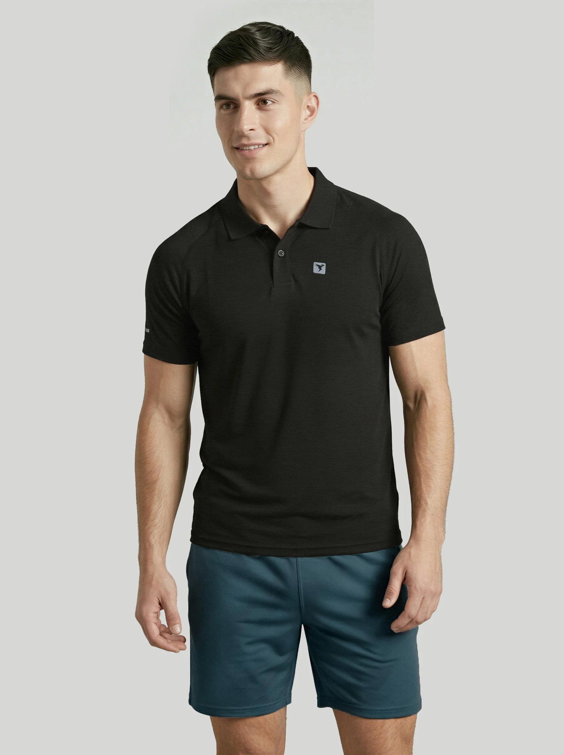 Men Melange Slim Fit Polo T-shirt with DOUBLE COOL - Image 2