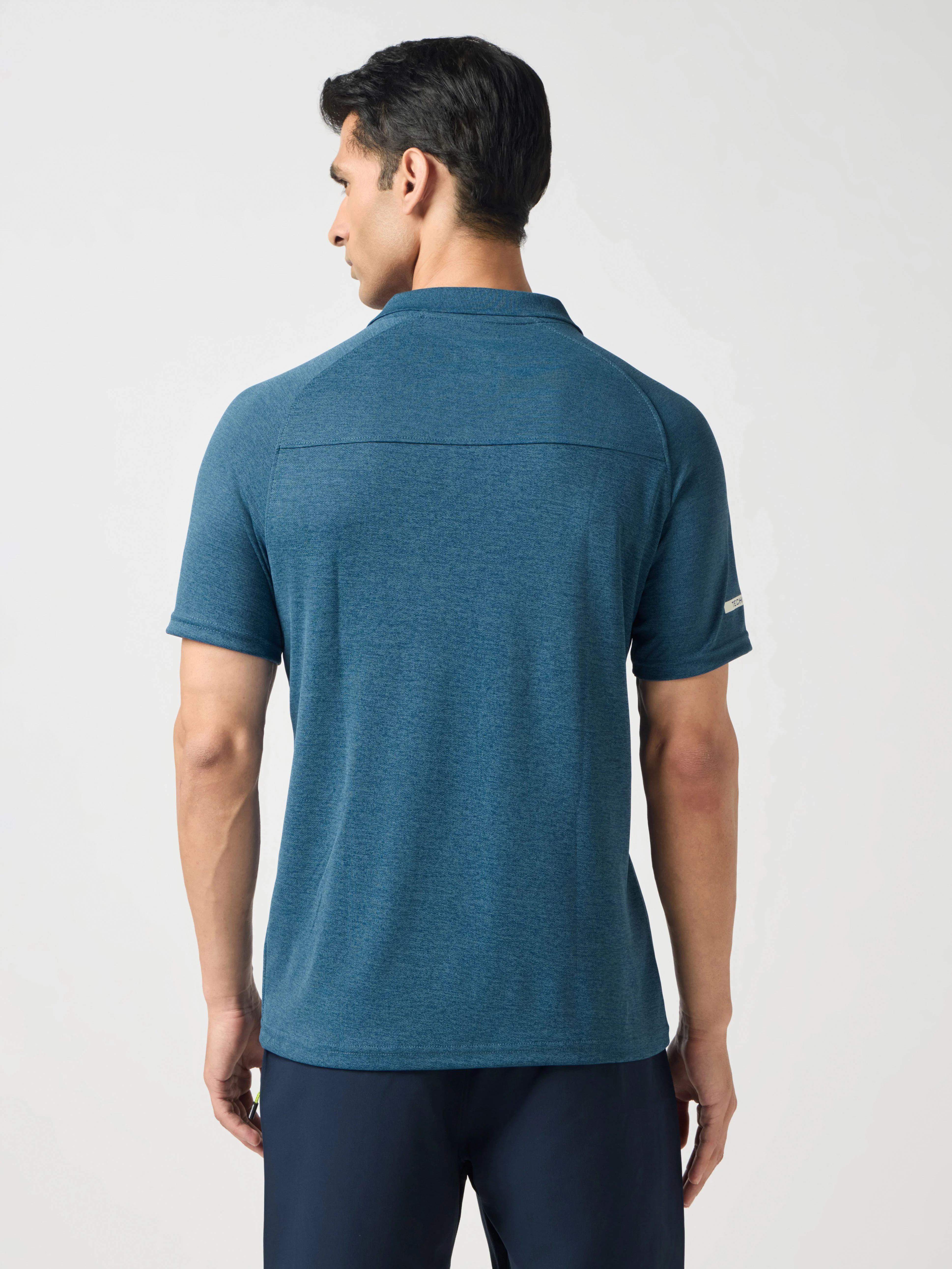 Men Melange Slim Fit Polo T-shirt with DOUBLE COOL - Image 2