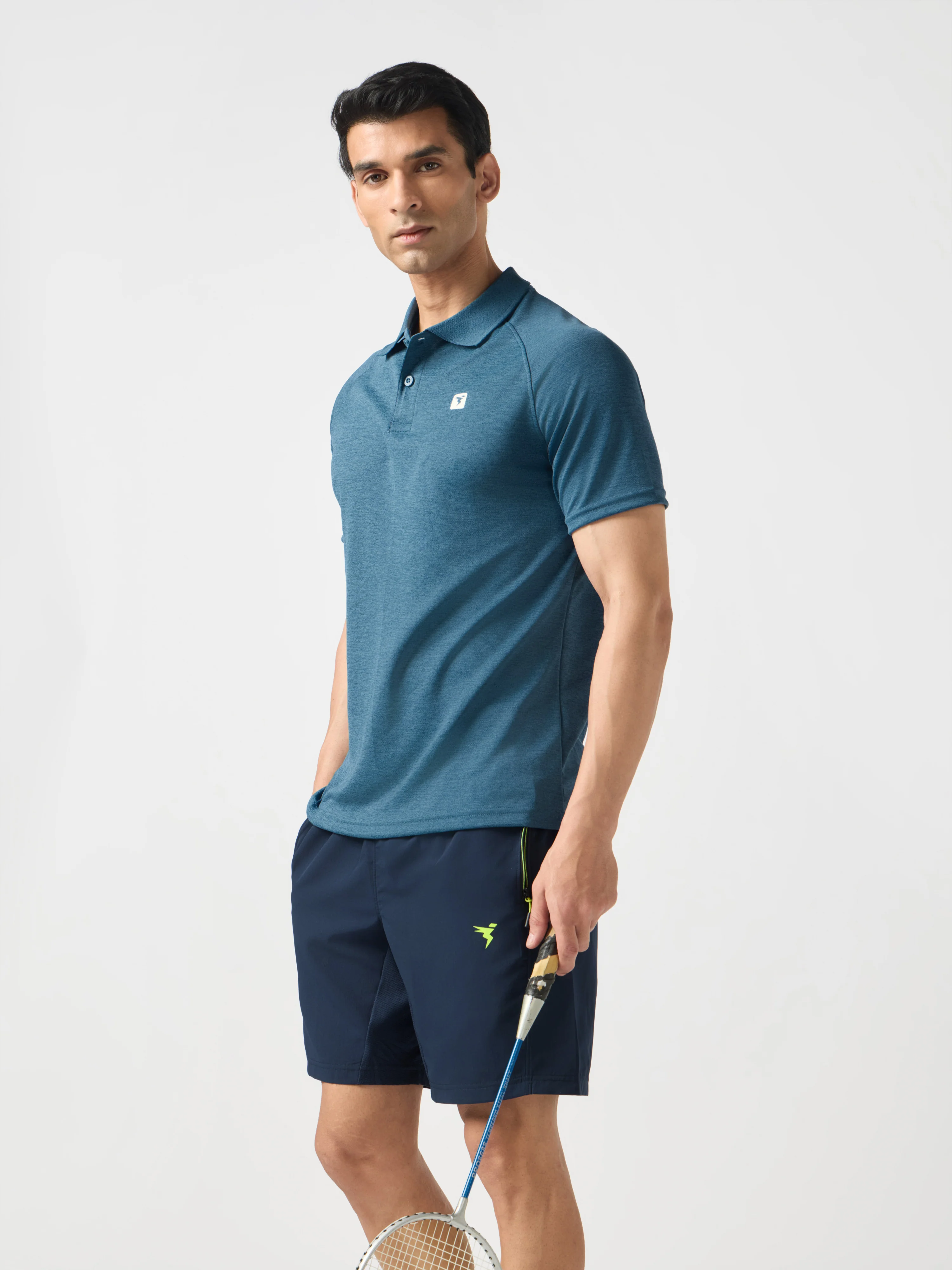 Men Melange Slim Fit Polo T-shirt with DOUBLE COOL - Image 5