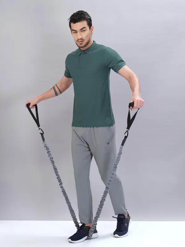 Men Solid Slim Fit Polo T-shirt with MATPIQ - Image 2