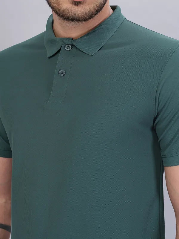 Men Solid Slim Fit Polo T-shirt with MATPIQ - Image 5