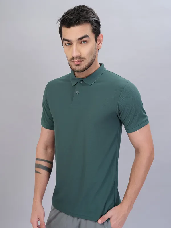 Men Solid Slim Fit Polo T-shirt with MATPIQ - Image 6