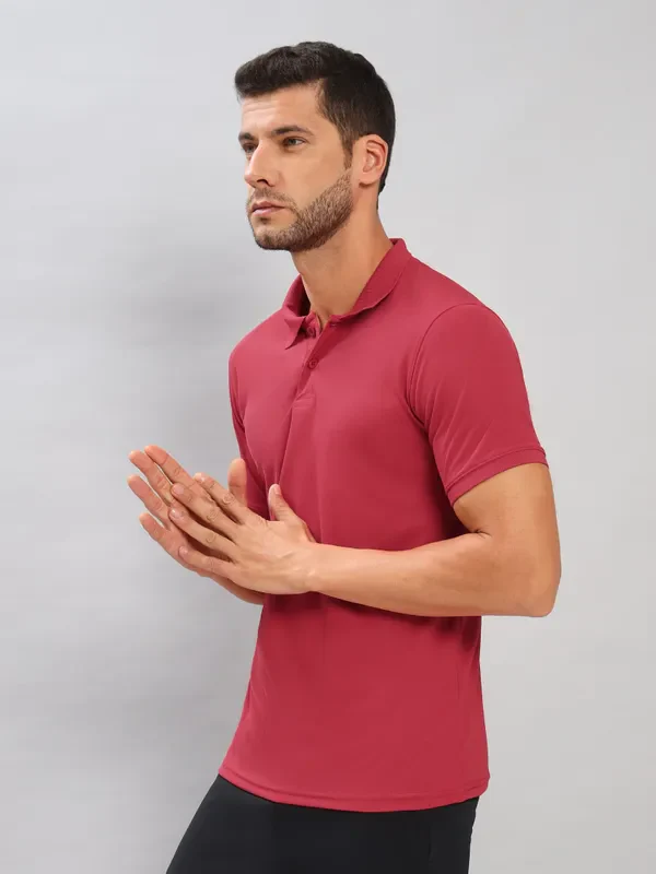 Men Solid Slim Fit Polo T-shirt with MATPIQ - Image 3