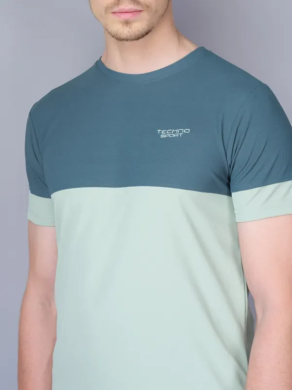 Men Colorblock Slim Fit Crew Neck T-shirt with TECHNO GUARD - Image 5