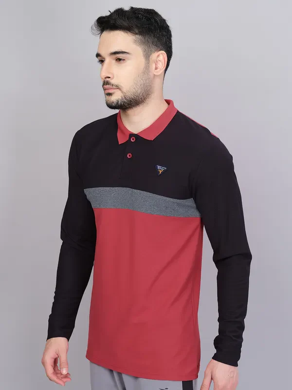 Men Colorblock Slim Fit Polo T-shirt with MATPIQ - Image 3