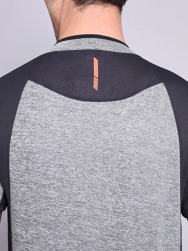 Men Melange Slim Fit Mock Neck T-shirt with TECHNO COOL+ - Image 7