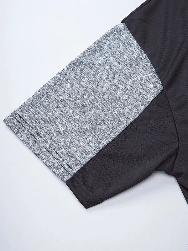 Men Melange Slim Fit Mock Neck T-shirt with TECHNO COOL+ - Image 9