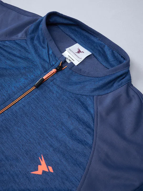 Men Melange Slim Fit Mock Neck T-shirt with TECHNO COOL+ - Image 8