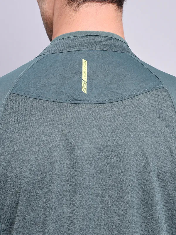 Men Melange Slim Fit Mock Neck T-shirt with TECHNO COOL+ - Image 7