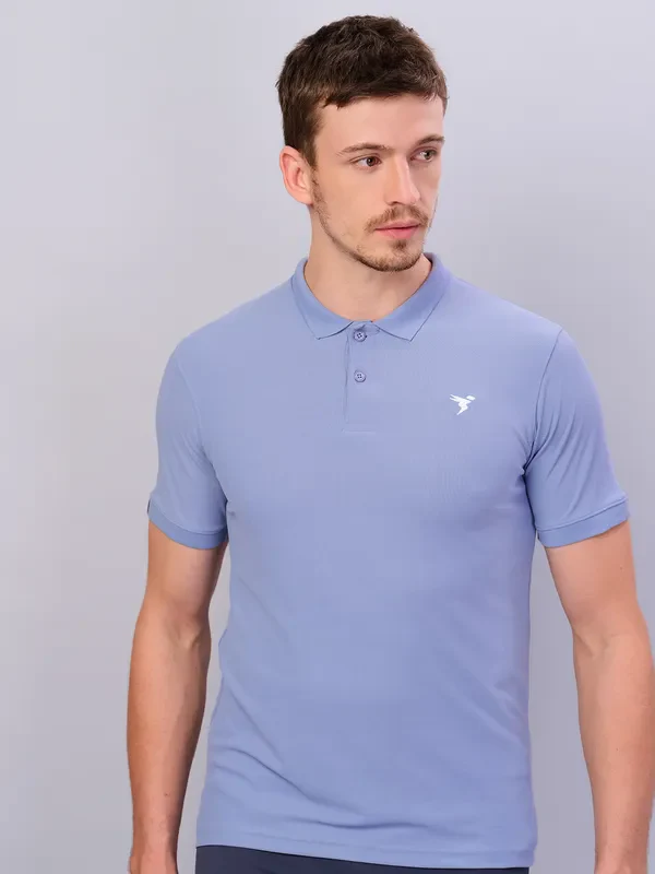 Men Solid Slim Fit Polo T-shirt with MATPIQ - Image 2