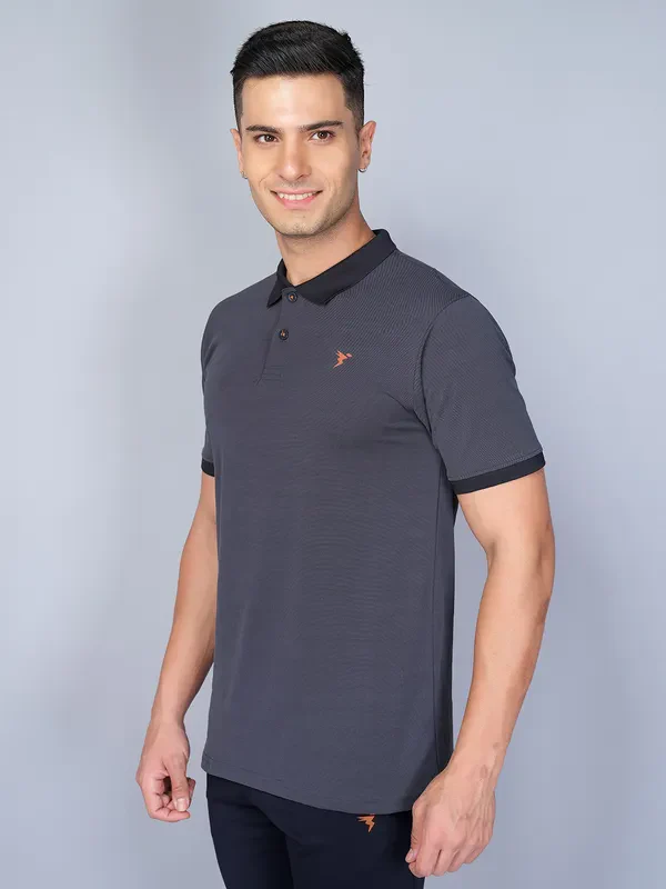 Men Solid Slim Fit Polo T-shirt with ELASTO PLUS - Image 3