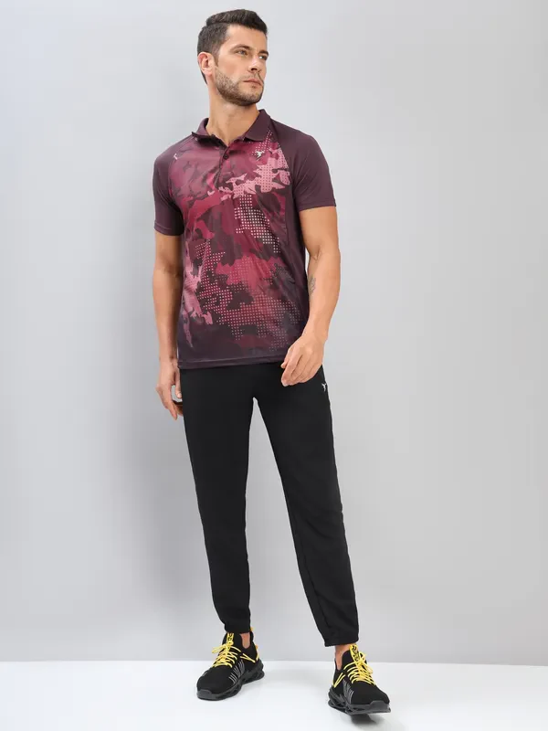 Men Printed Slim Fit Polo T-shirt with TECHNO COOL+ - Image 4