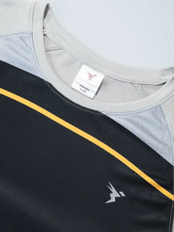 Men Stripe Slim Fit Crew Neck T-shirt with TECHNO COOL - Image 6